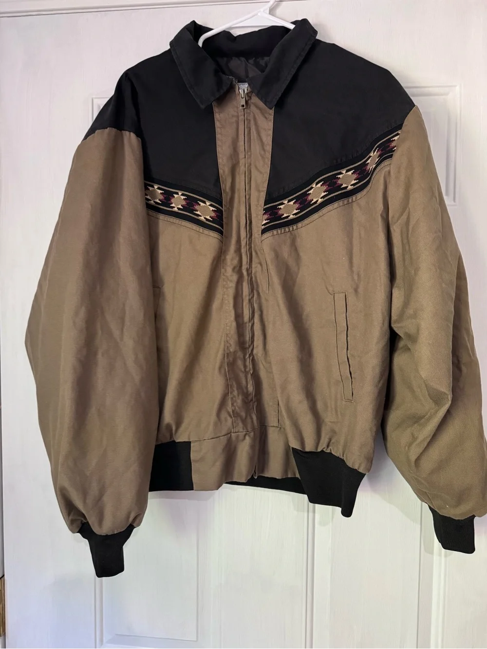 Canyon Guide Bomber Jacket Mens XL Brown Black Southwestern Canvas Workwear - Picture 1 of 4